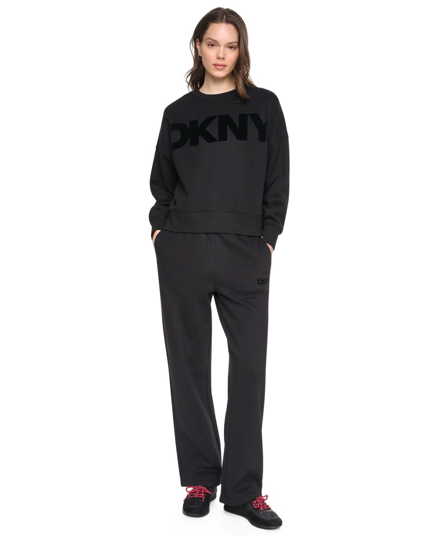 Женская толстовка DKNY Sport Oversized Graphic Blouson-Sleeve Pullover, цвет: Чёрный — фото 2
