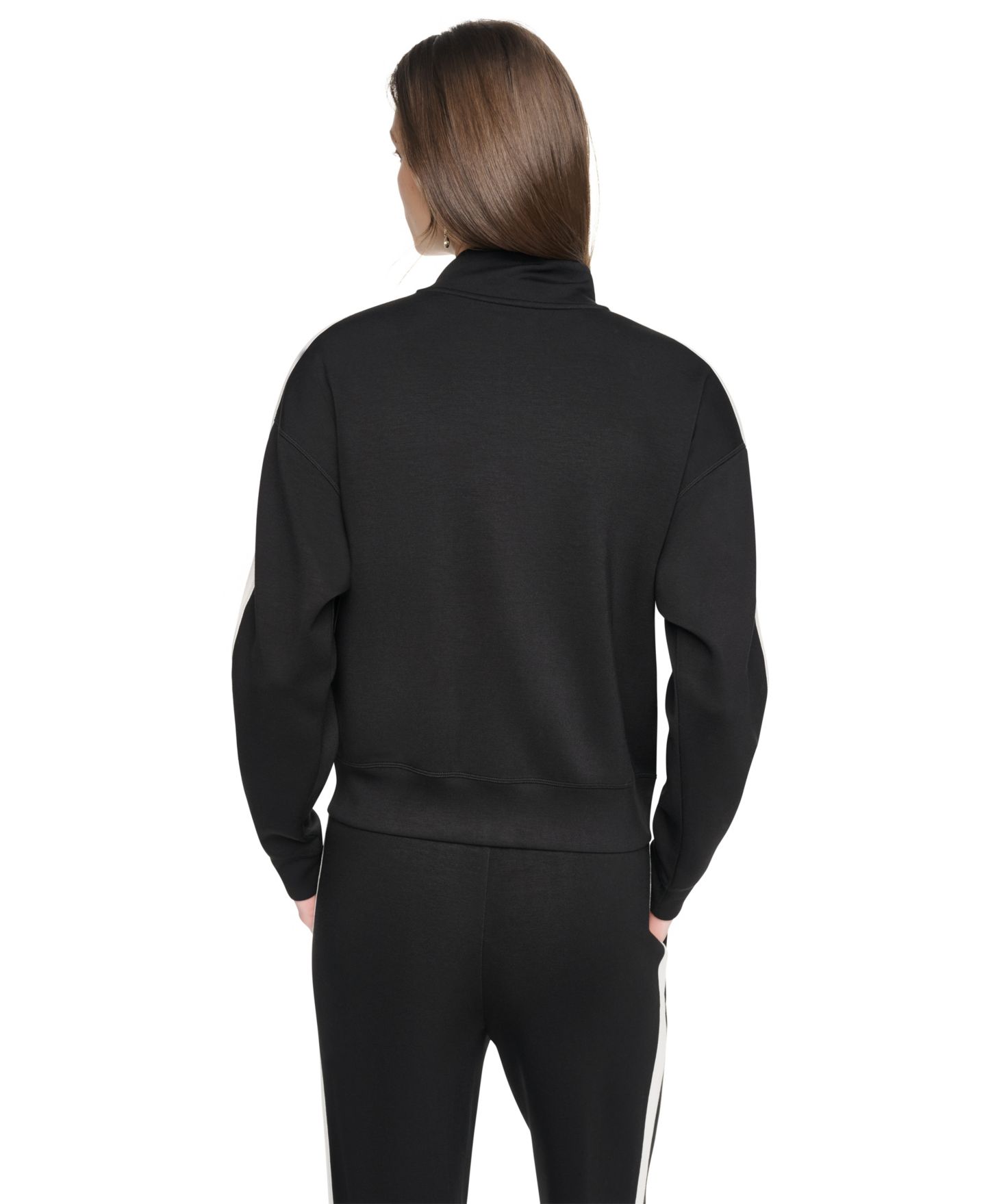 Женская куртка DKNY Sport Side Stripe Scuba Full Zip, цвет: Чёрный / Сливочный — фото 3