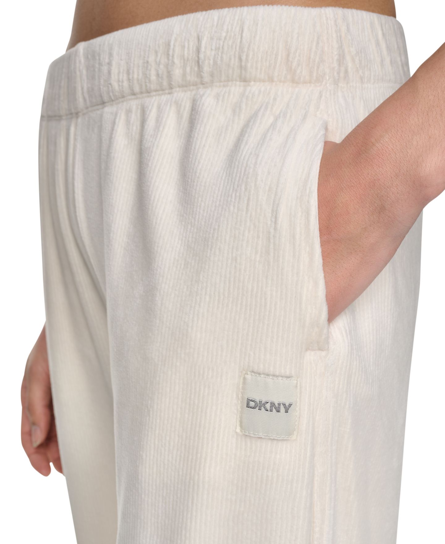 Женские брюки DKNY Sport High-Rise Ribbed Super-Soft Velour Straight Leg, цвет: Чёрный — фото 23