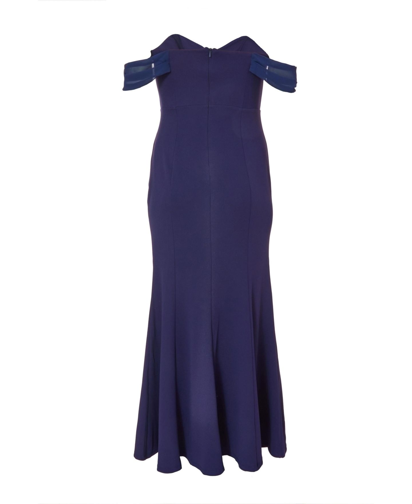 Женское платье QUIZ Chiffon Bardot Maxi, цвет: Тёмно-синий — фото 2