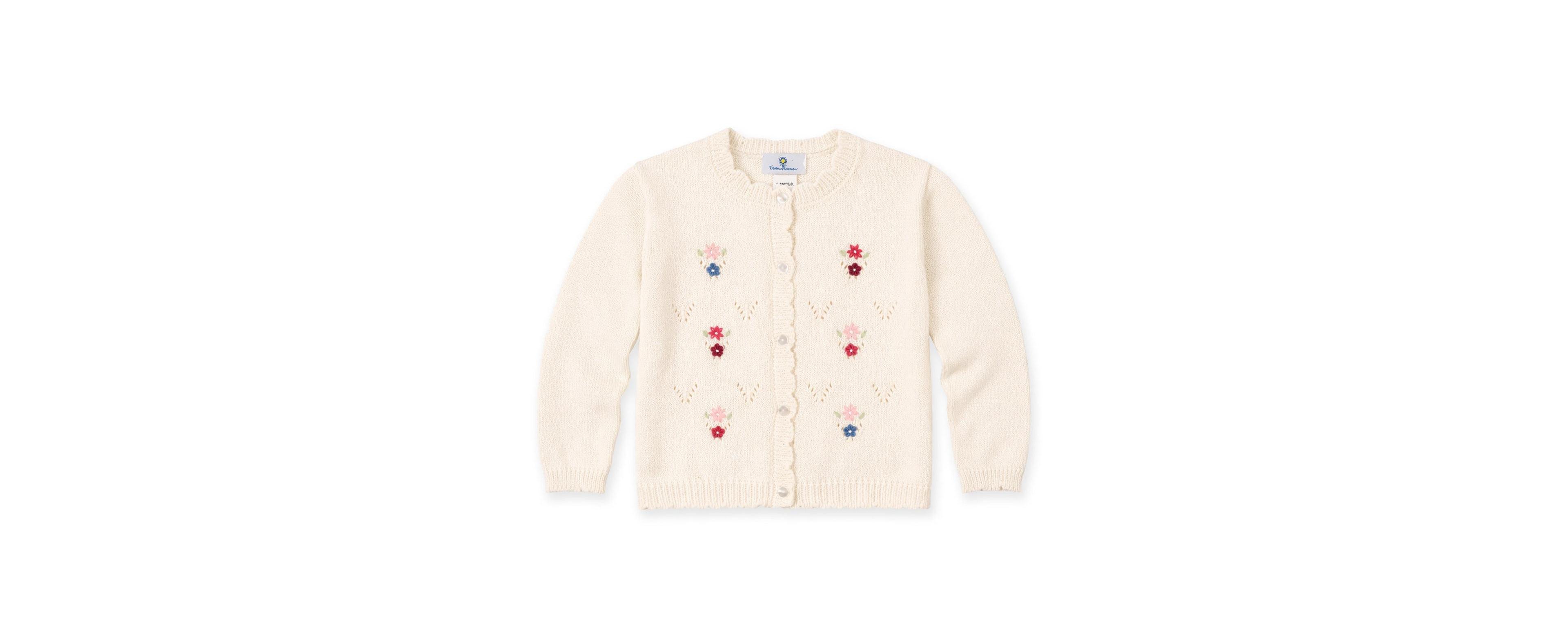 Florence Eiseman Big Girls (7-16) Sweater with Hand Embroidered Flowers