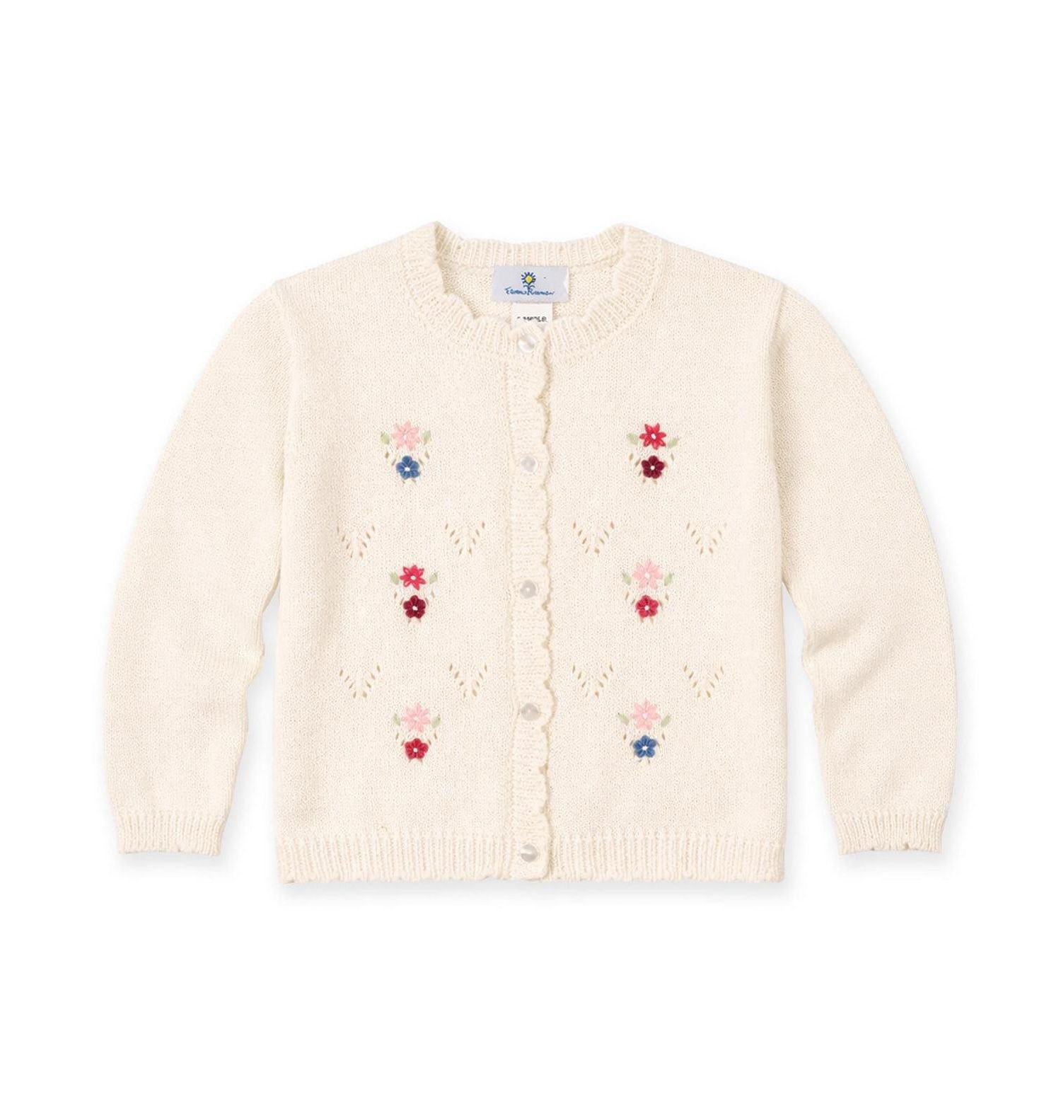 Big Girls (7-16) Sweater with Hand Embroidered Flowers