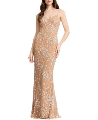 Women's Giovanna Sleeveless Scoop Neck Sequin Beaded Floral Mermaid Gown