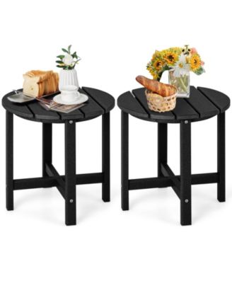 Set of 2 18 in Round HDPE Adirondack Side Tables, Hold 110 lbs Each