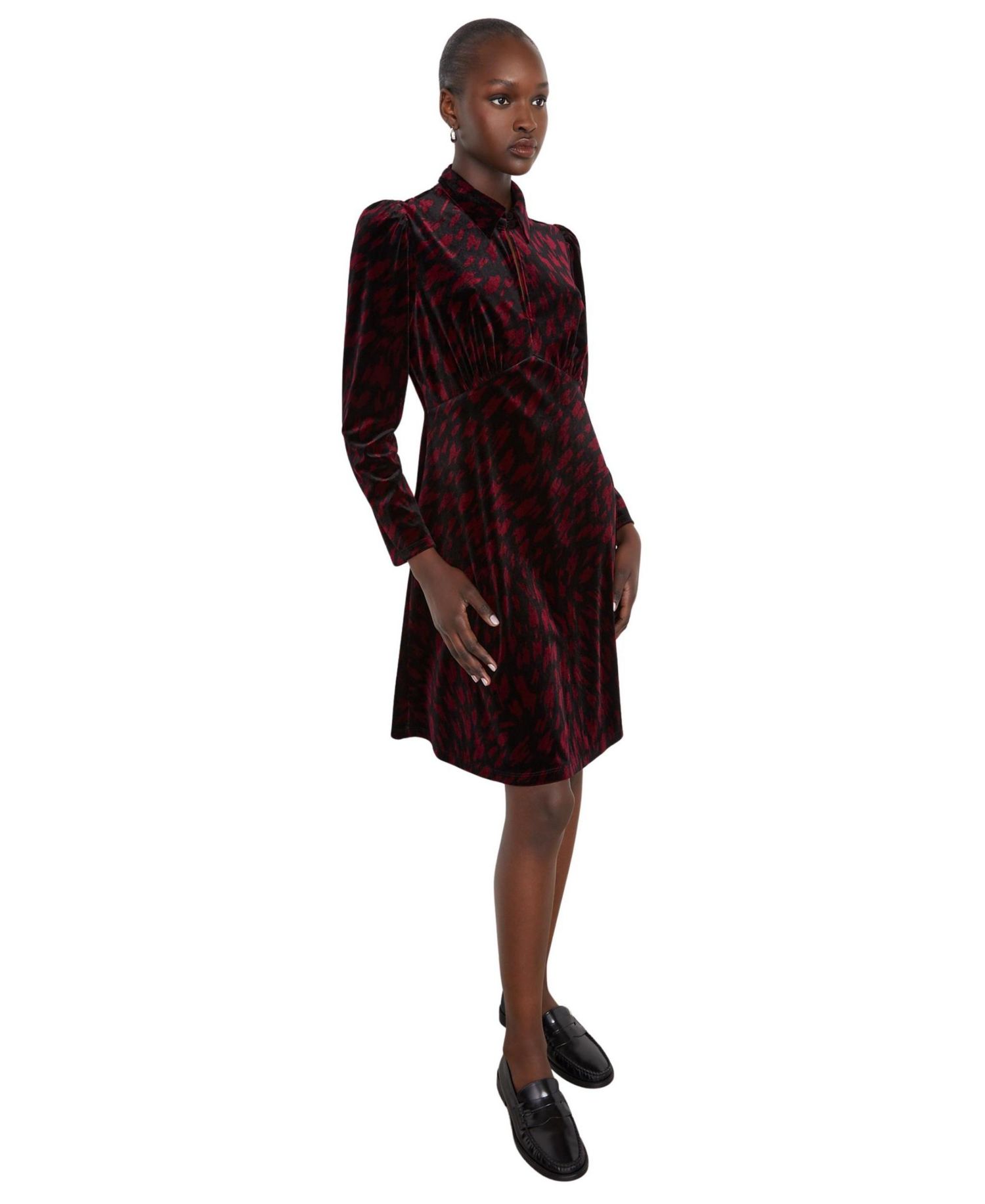 Women's Capri Velvet Long-Sleeve Empire Waistband Dress