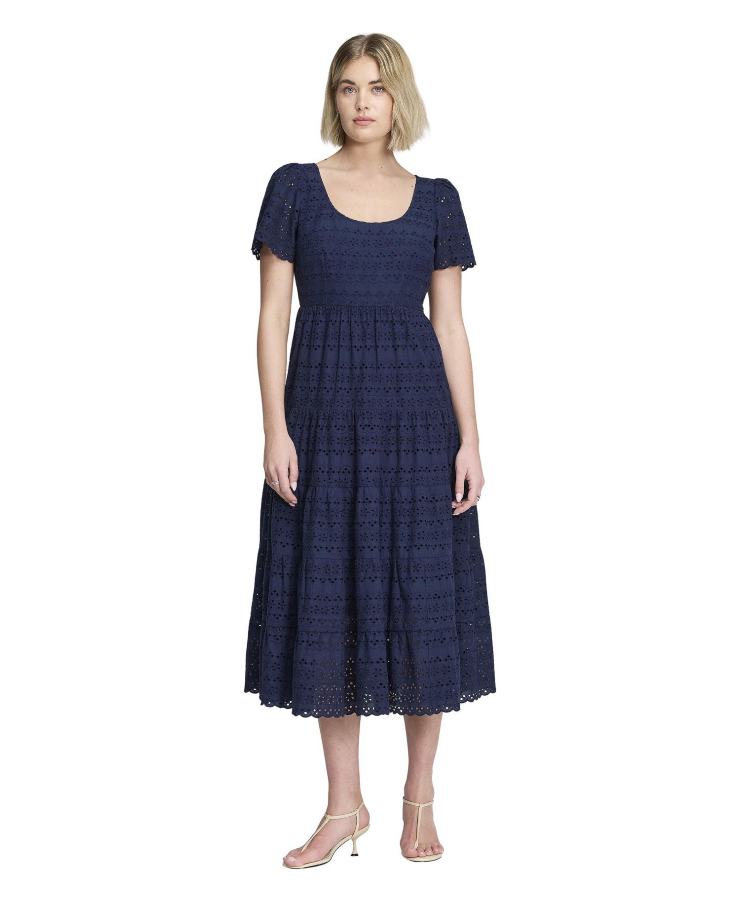 Women's Jemma Tiered Scoop Neck Short-Sleeve Midi Dress