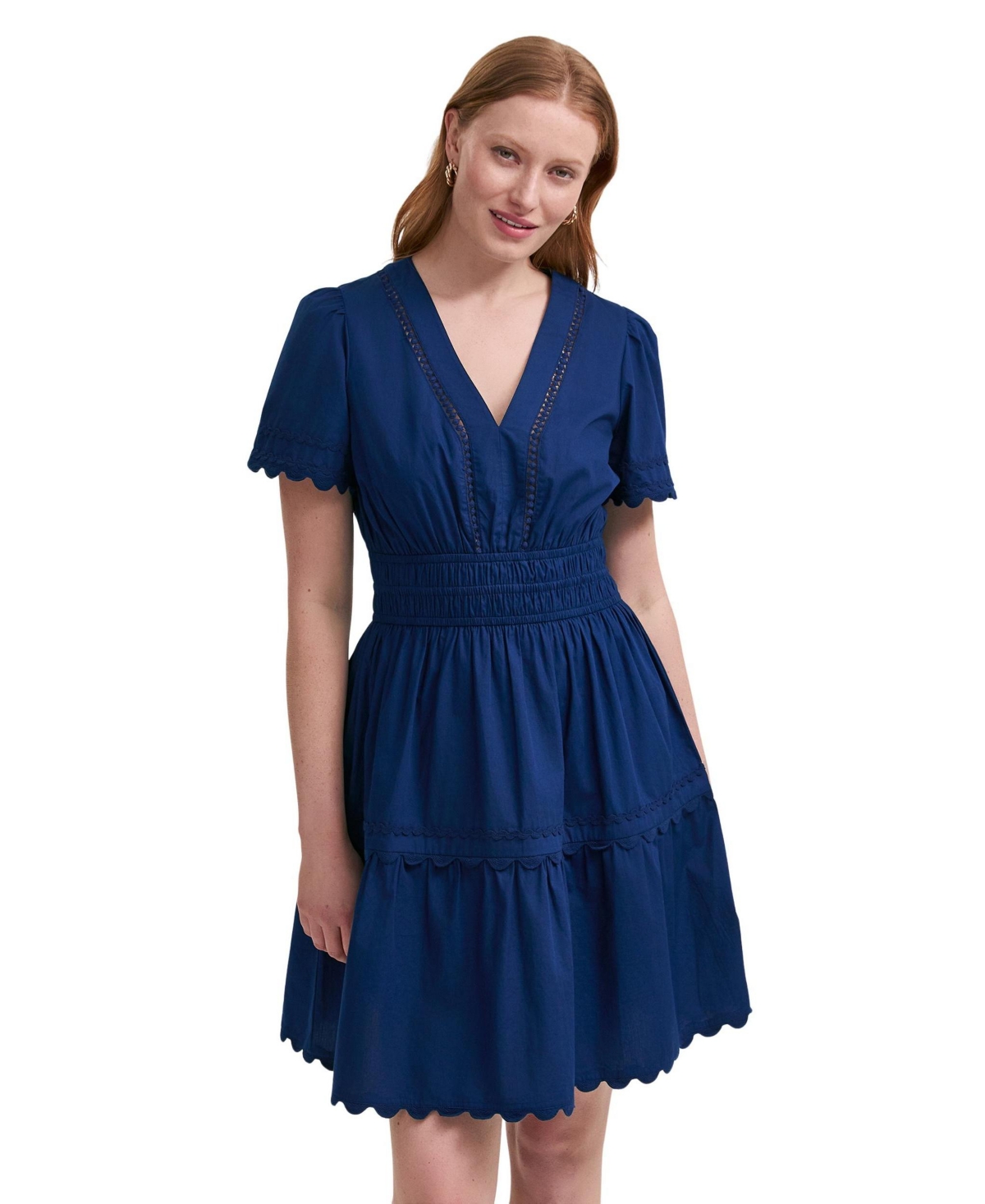Finery London Women's Reece Ric Rac Trim Cotton Short Dress