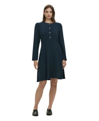 Women's Shauna Long-Sleeve A-Line Crepe Dress