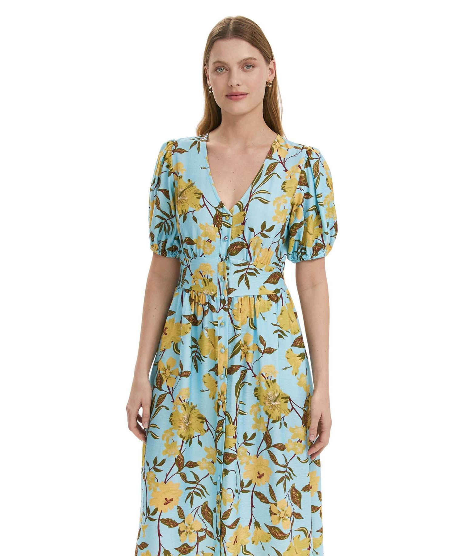Women's Addison Floral Linen Blend Midi Dress