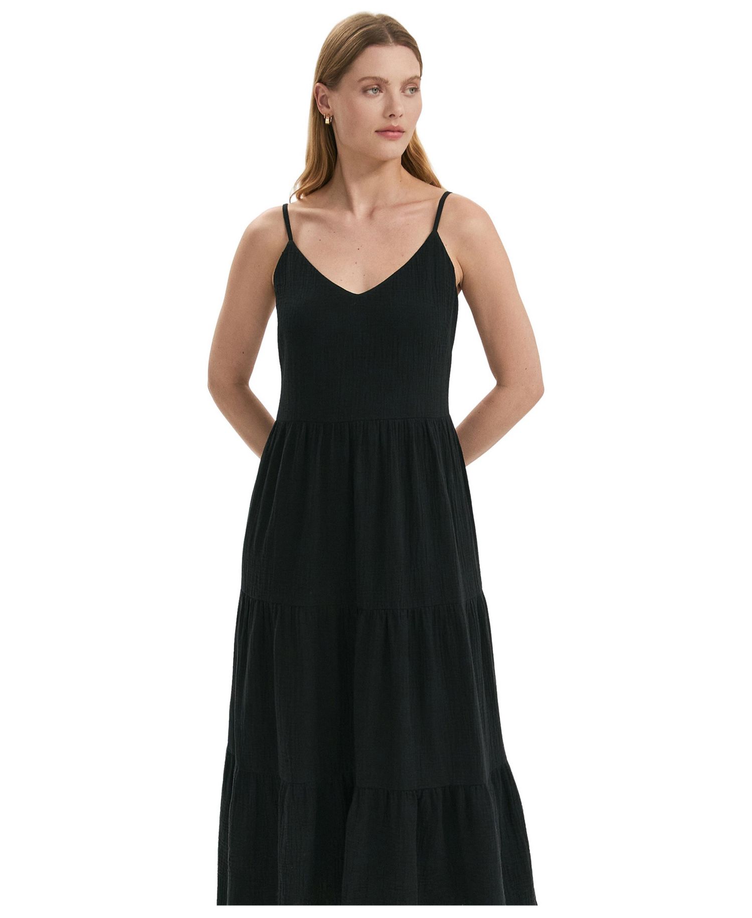 Women's Emmie Cotton Tiered V-Neck Midi Dress