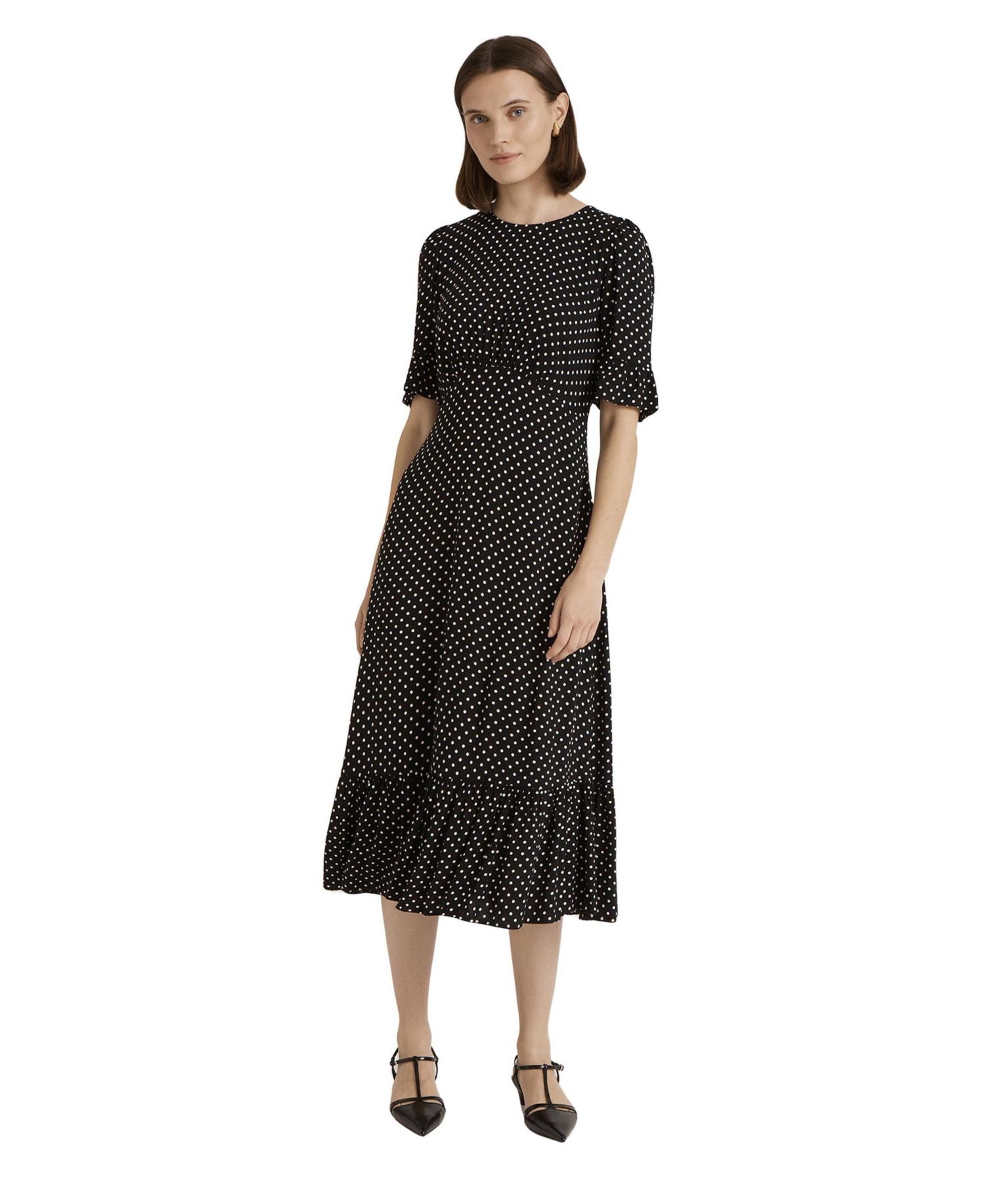 Women's Sylvie Polka-Dot Short-Sleeve Midi Dress