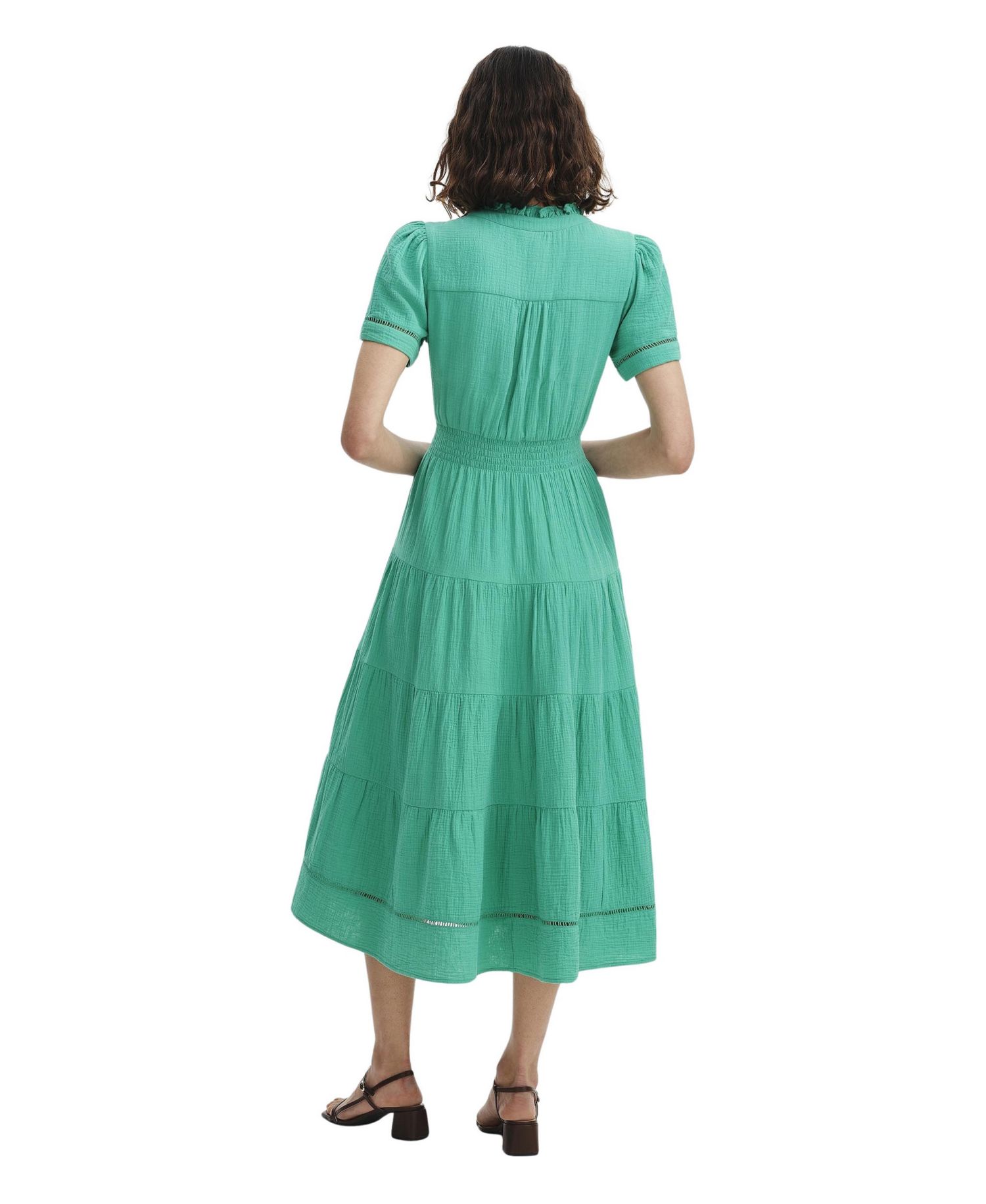 Women's Natalia Tiered High Neck Short Sleeve Midi Dress