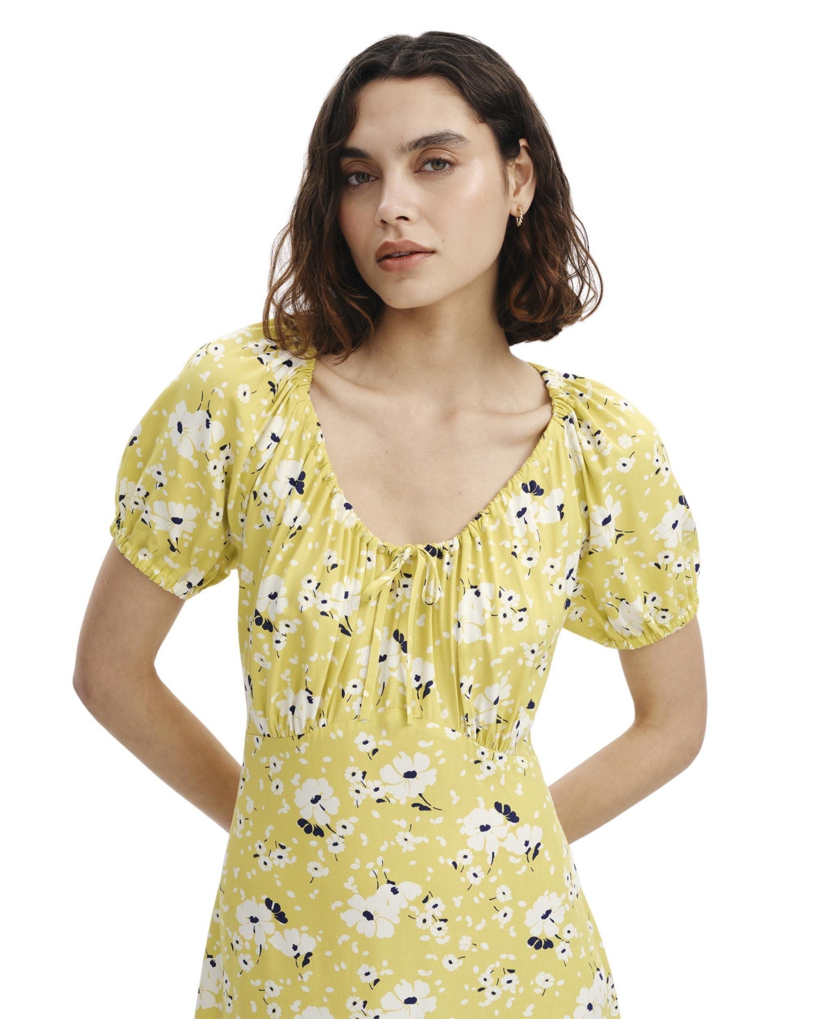 Finery London Women's Regular Jada Puff Sleeve Midi Dress