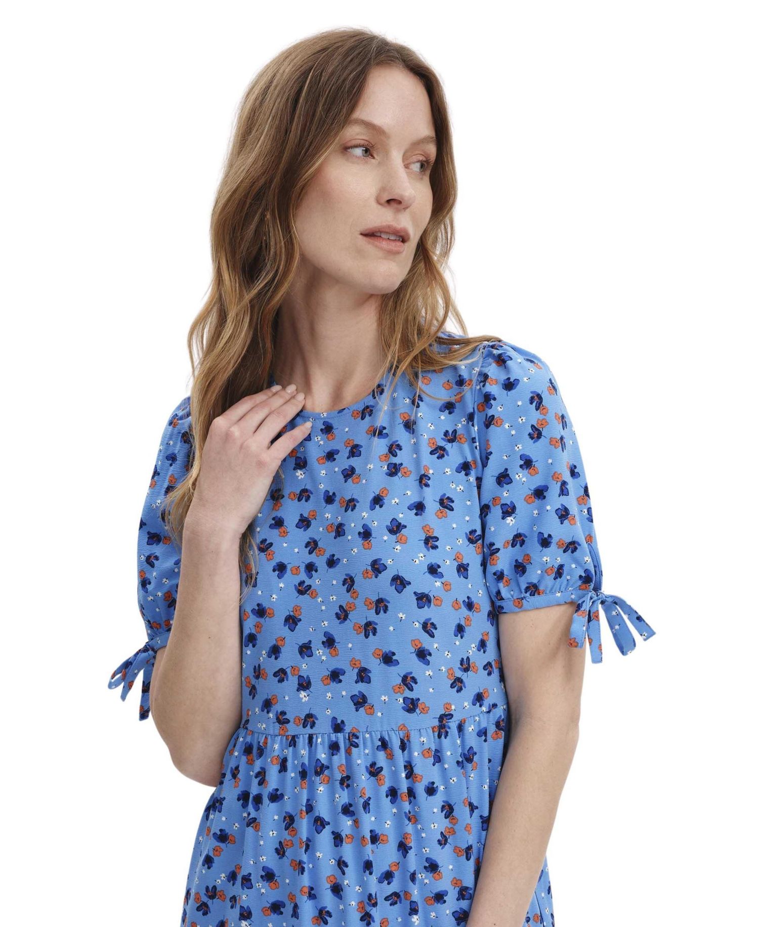 Women's Jessa Floral-Print Tiered Short-Sleeve Midi Dress