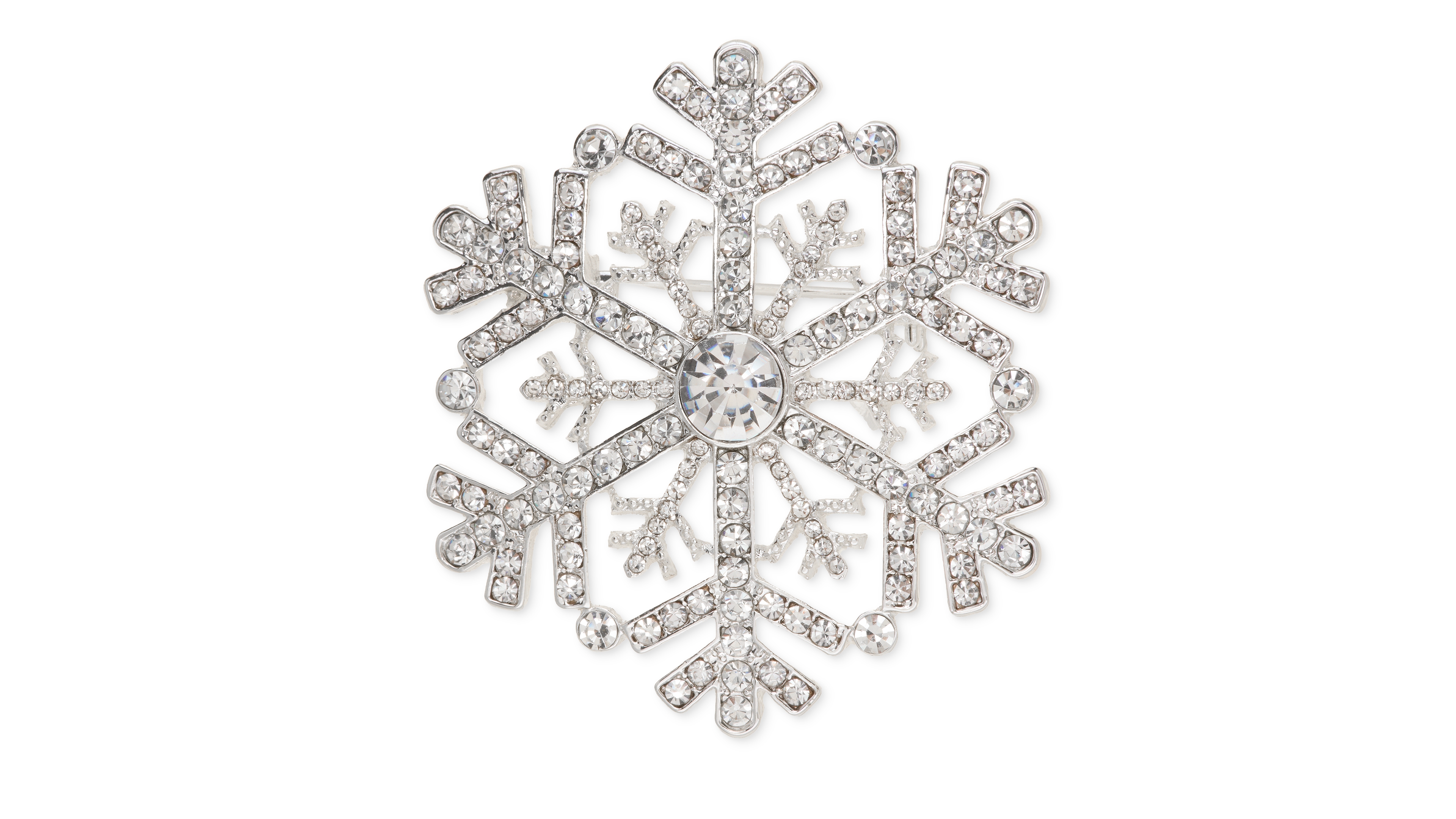 Anne Klein Silver-Tone Crystal Snowflake Pin