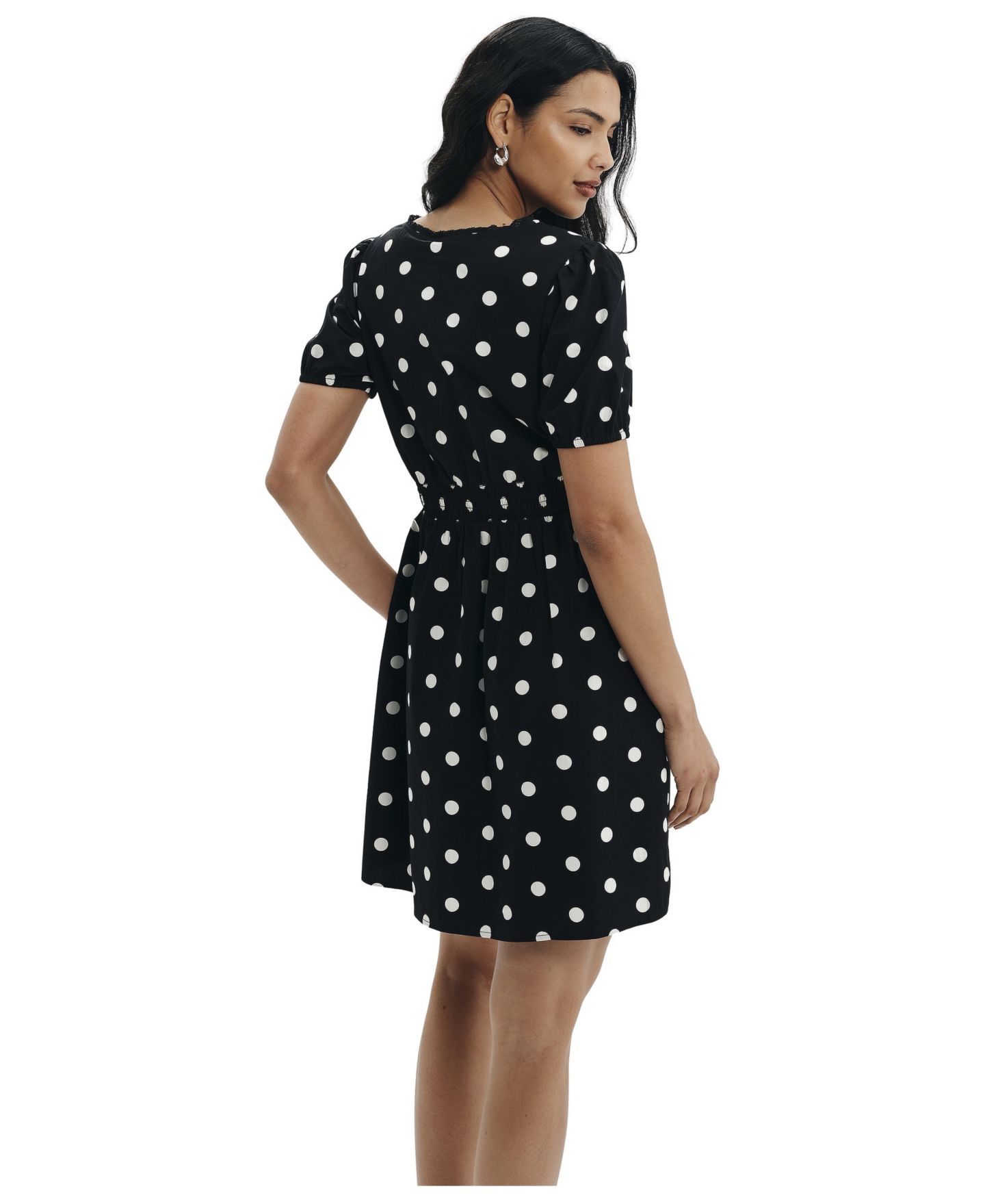 Женское платье Finery London Meadow Polka-Dot Fit & Flare V-Neck, цвет: Чёрный — фото 3