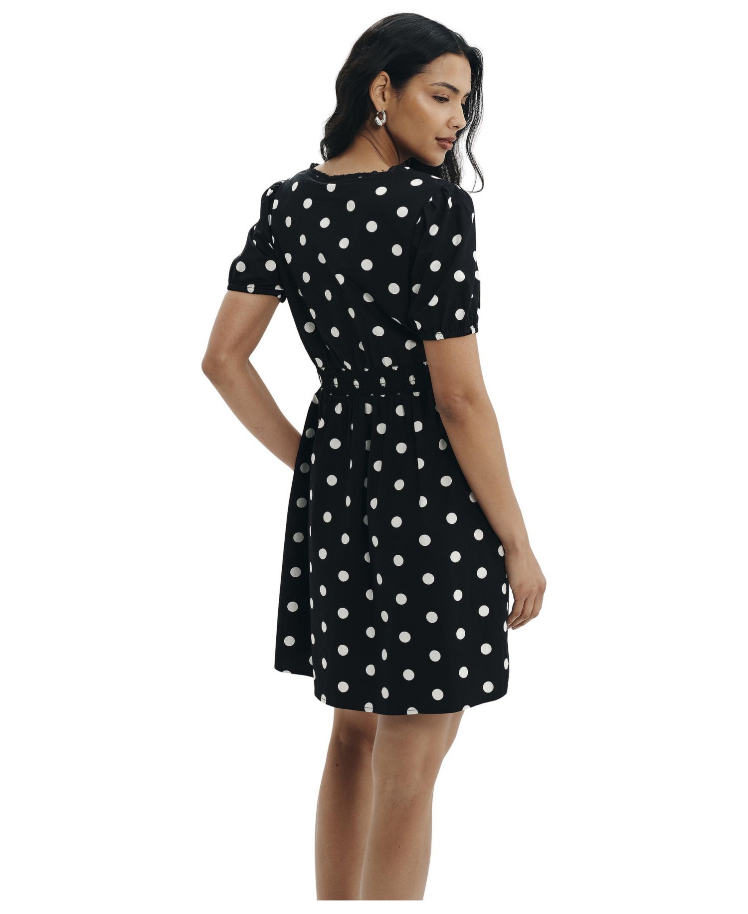 Women's Meadow Polka-Dot Fit & Flare V-Neck Dress