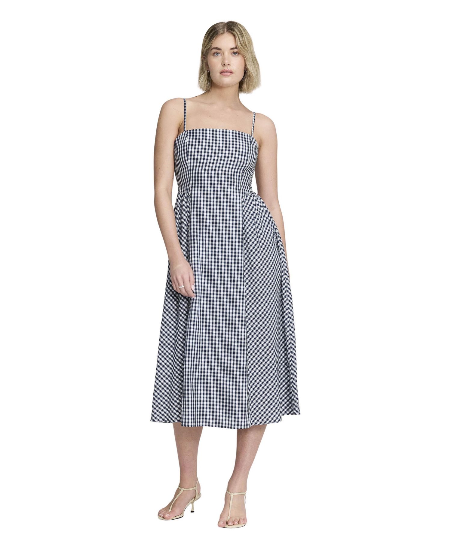 Women's Romina Gingham Square Neck Sleeveless Midi Dress