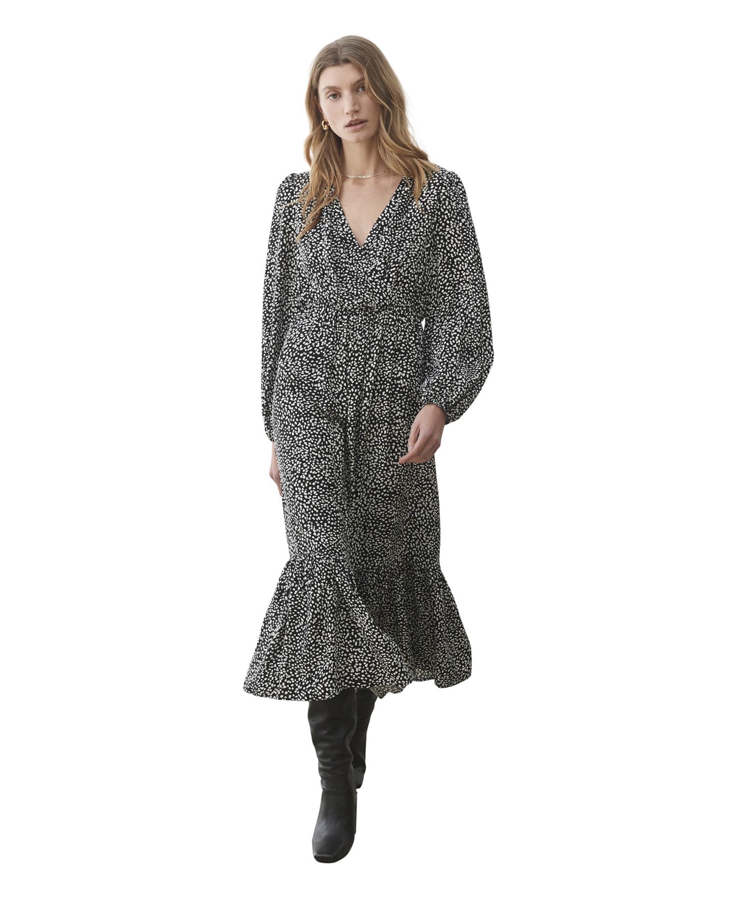Women's Suzie Animal-Print Long-Sleeve Wrap Midi Dress