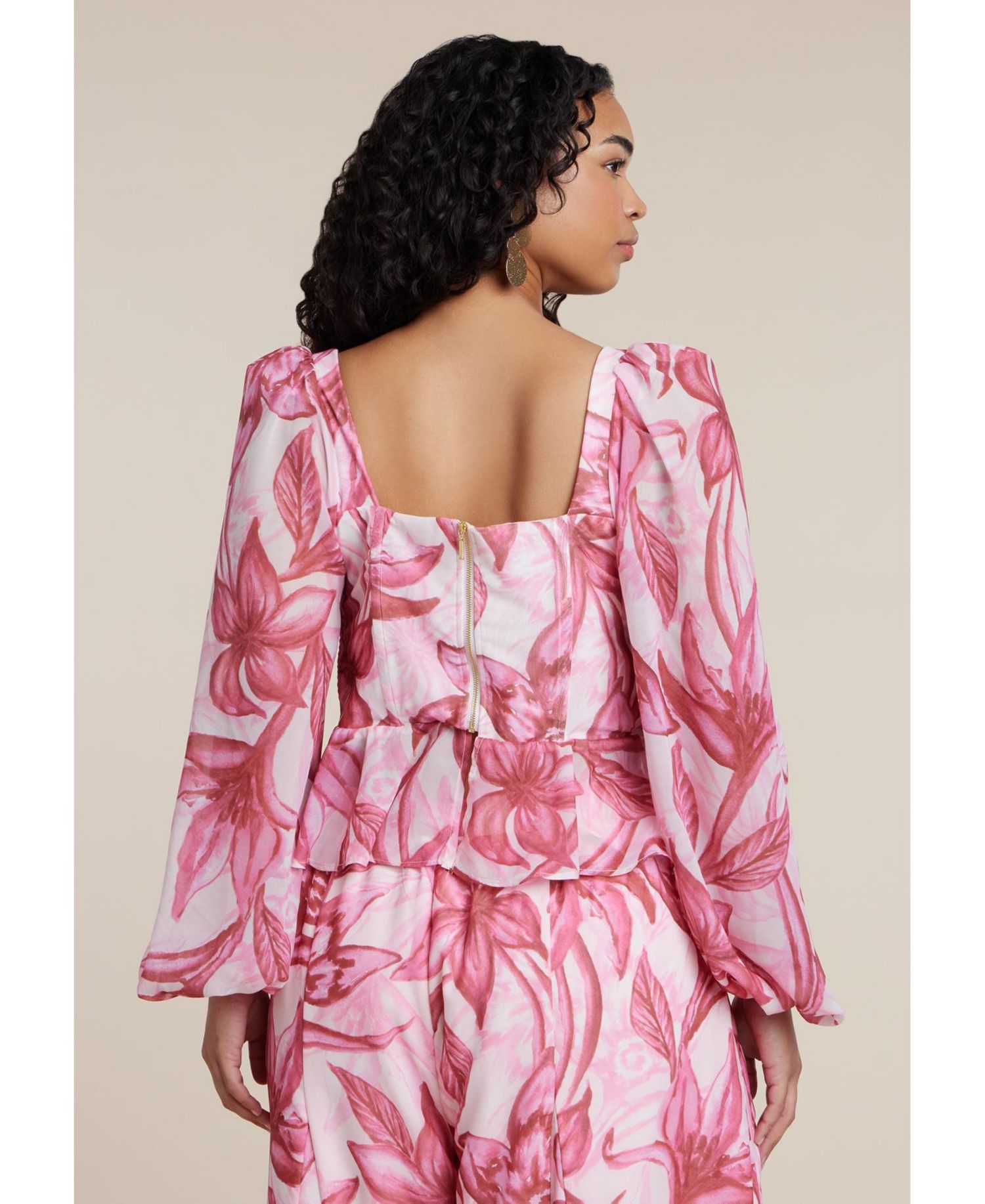 Women's Puff-Sleeve Peplum Top