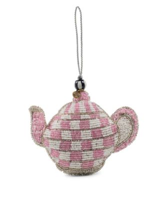 Rosy Check Teapot Beaded Ornament