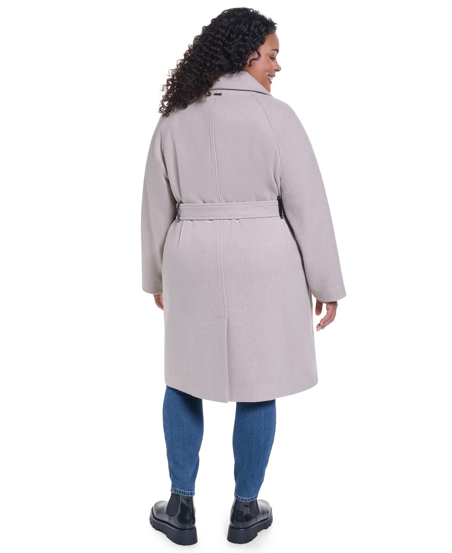 Женское пальто DKNY Plus Size Double-Breasted Belted Notch Collar, цвет: Берёзовый — фото 5