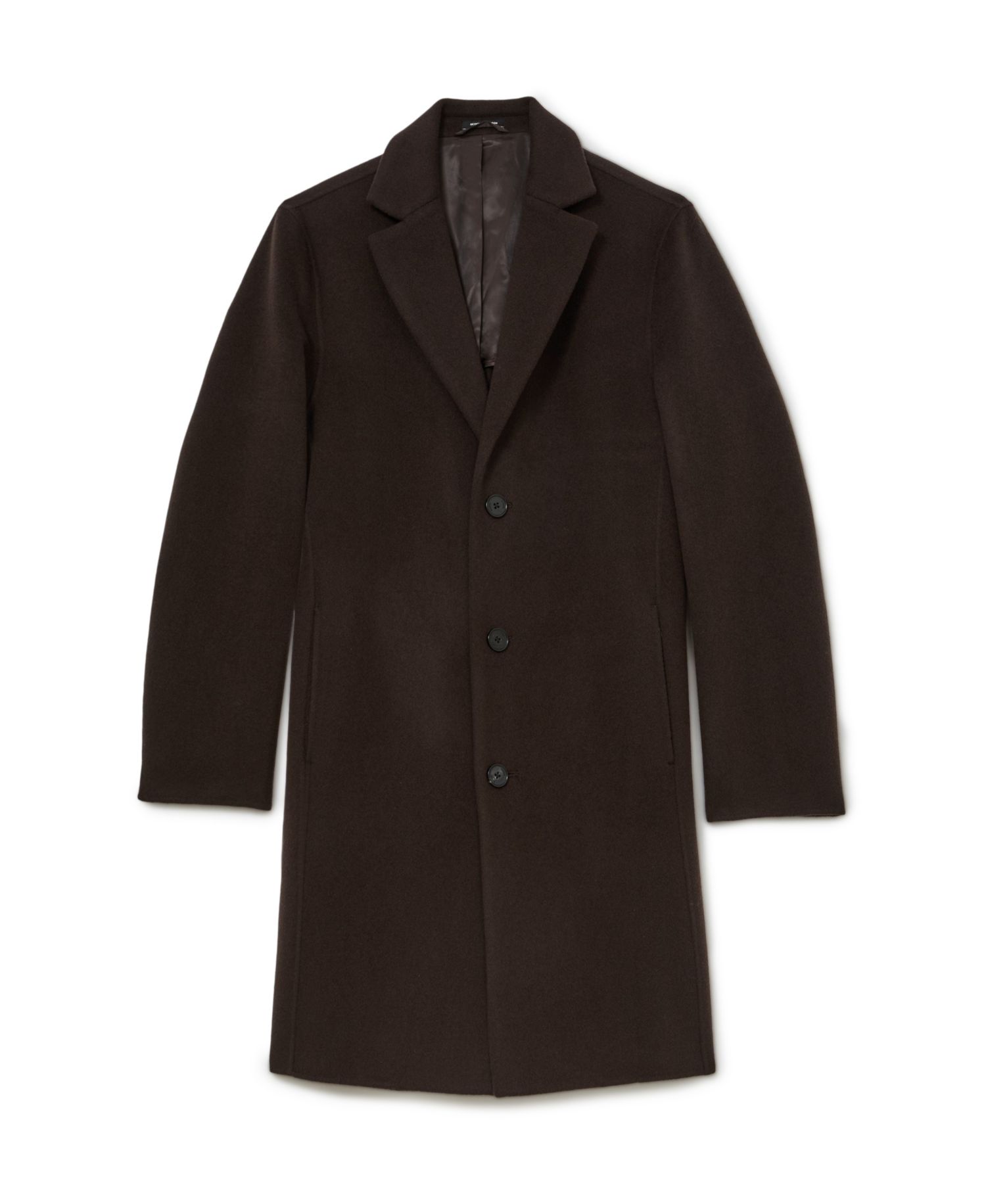 Men's Knight Single-Breasted Wool-Blend Brushed Overcoat