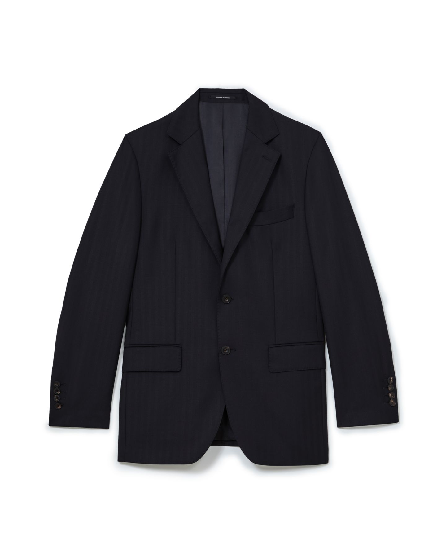 Мужской пиджак REISS Success Shadow-Stripe Wool Classic-Fit Blazer, цвет: Тёмно-синий — фото 5