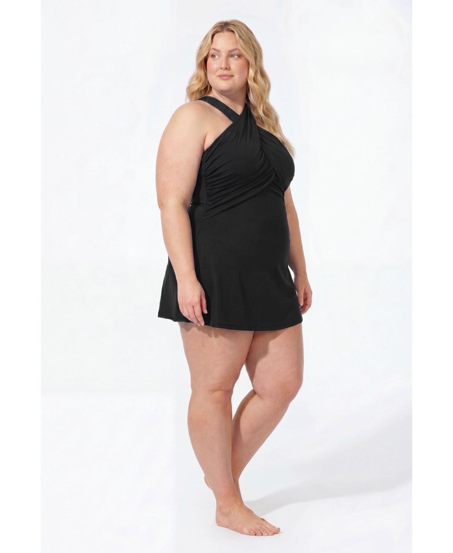 Women's High Neck Wrap Swimdress