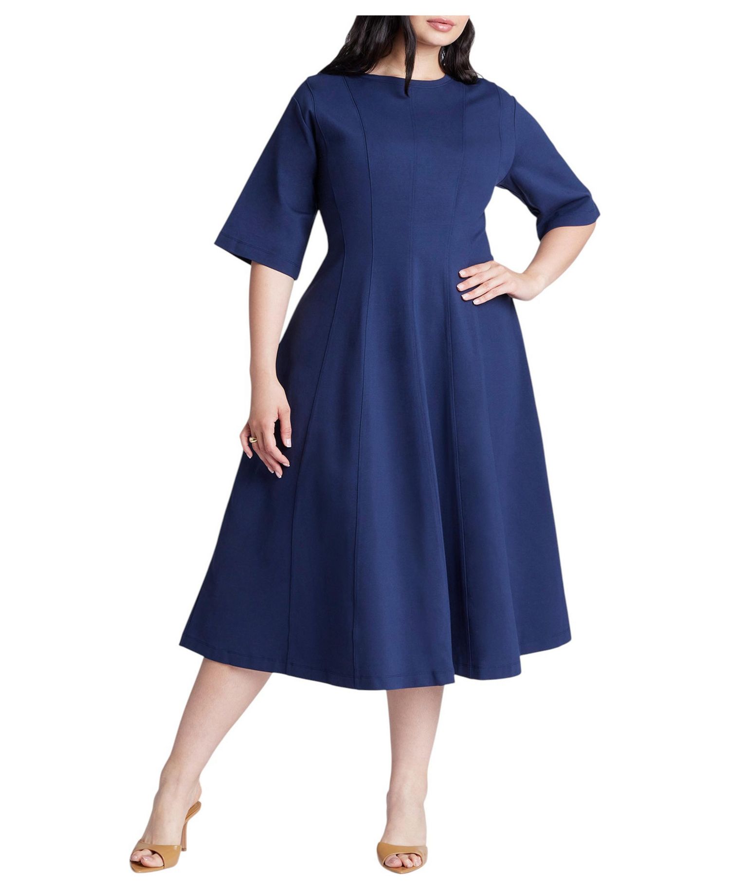 Women's Seam Detail Ponte Workwear Midi Dress