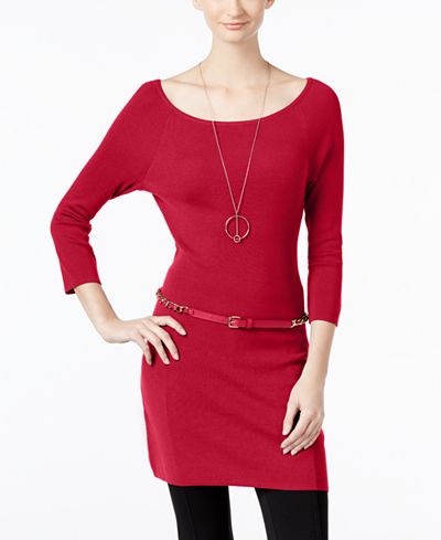 INC International Concepts Belted Tunic Sweater, Only at Macy's