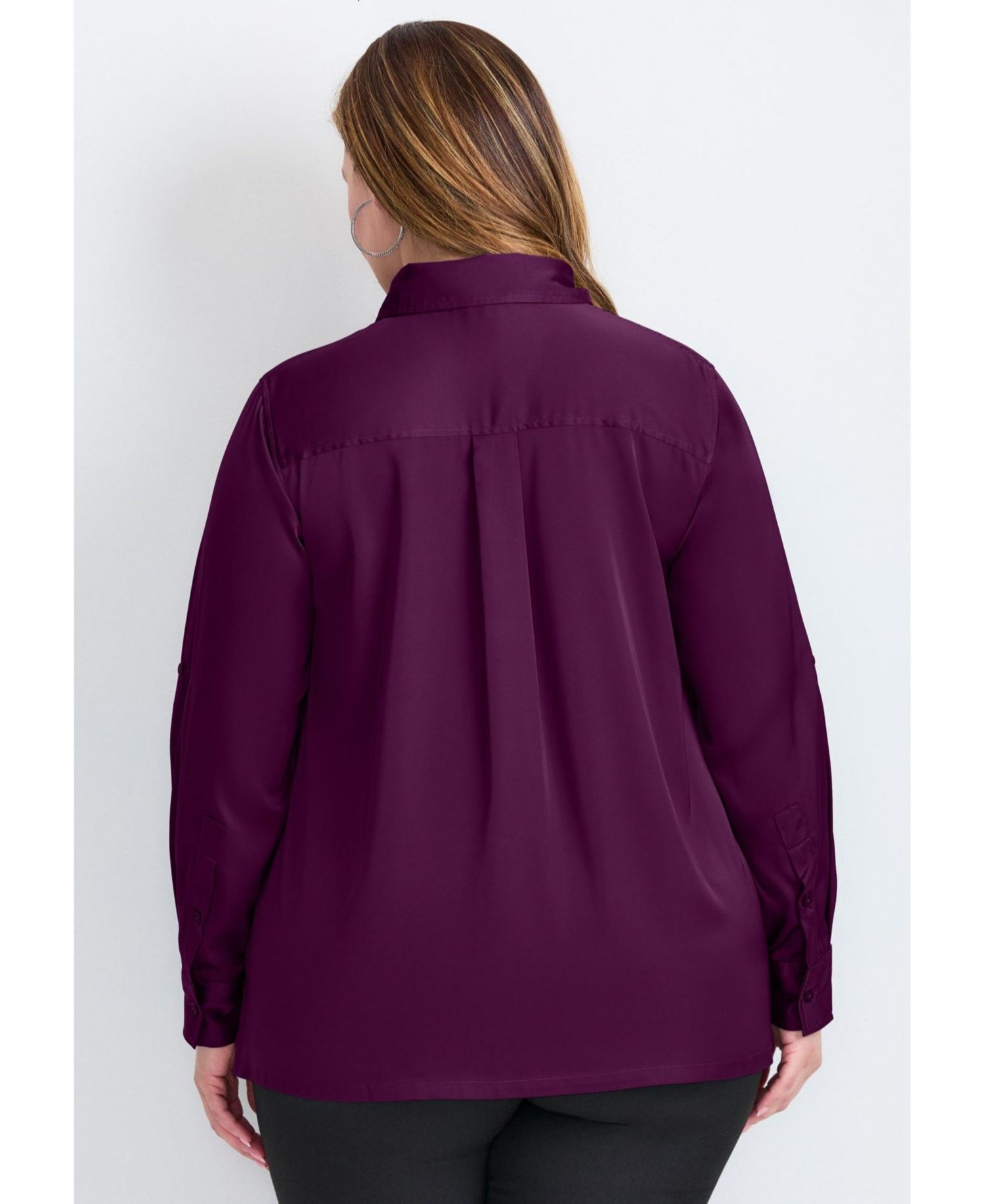 Women's Plus Size Sateen Utility Shirt