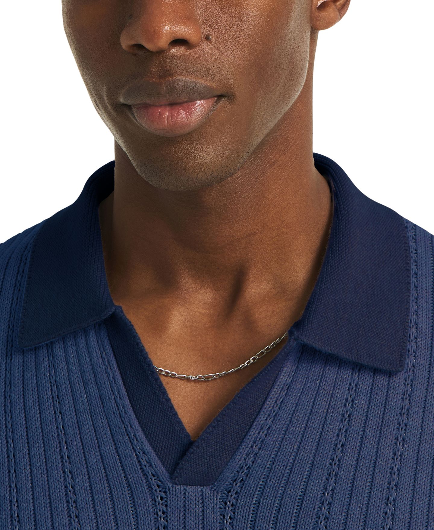 Мужской свитер Nautica Textured Stripe Polo Sweater, цвет: Джинсовый меланжевый — фото 3