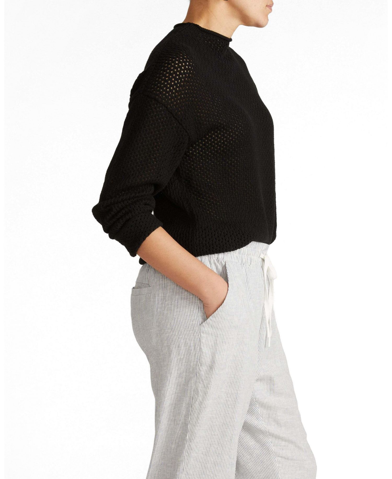 Plus Size Positano Pointelle Long-Sleeve Sweater