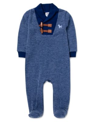 Baby Boys' Rib Shawl Collar Hacci Footie