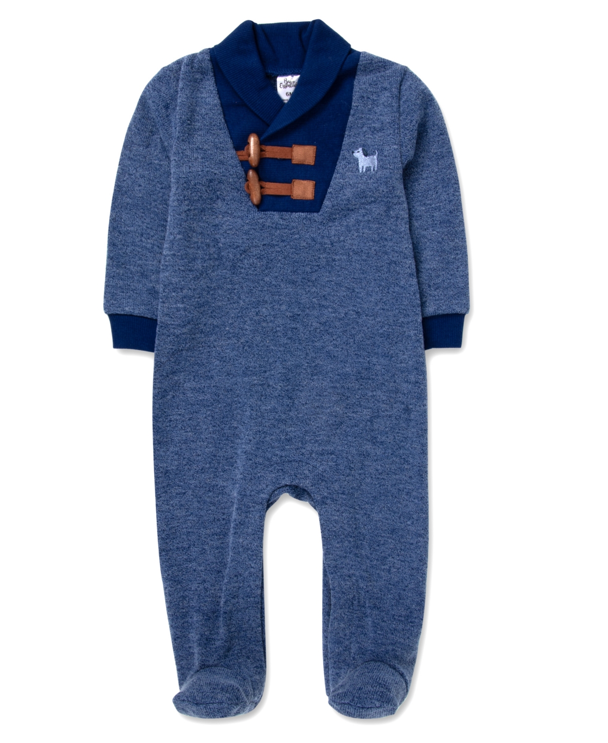 Baby Essentials Boys' Rib Shawl Collar Hacci Footie