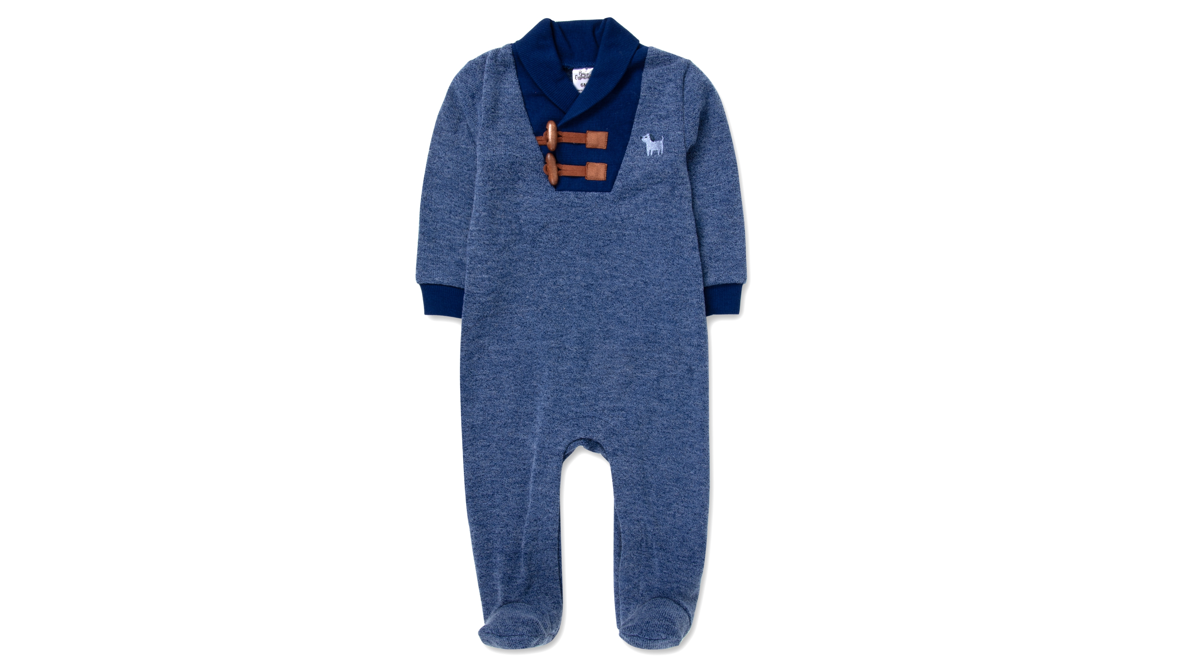 Baby Essentials Boys' Rib Shawl Collar Hacci Footie