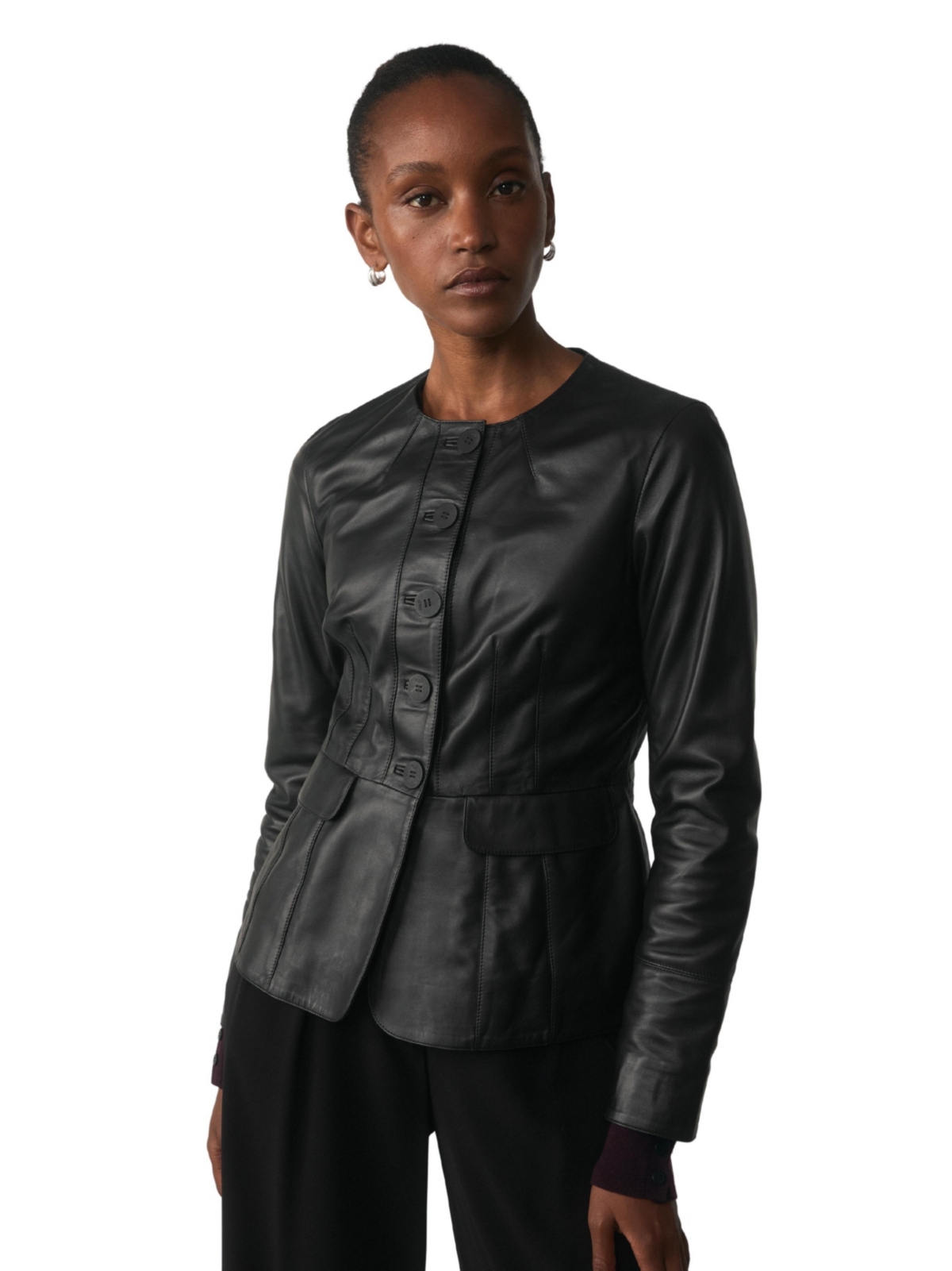 The Fold Women's Ginevra Leather Jacket - Black