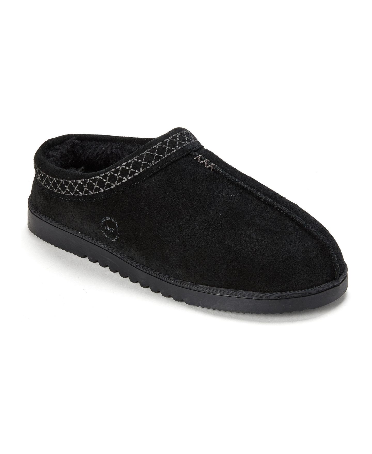 Мужские сабо Dearfoams Dean Genuine Suede Slip-On Clog Slipper, цвет: Чёрный — фото 1