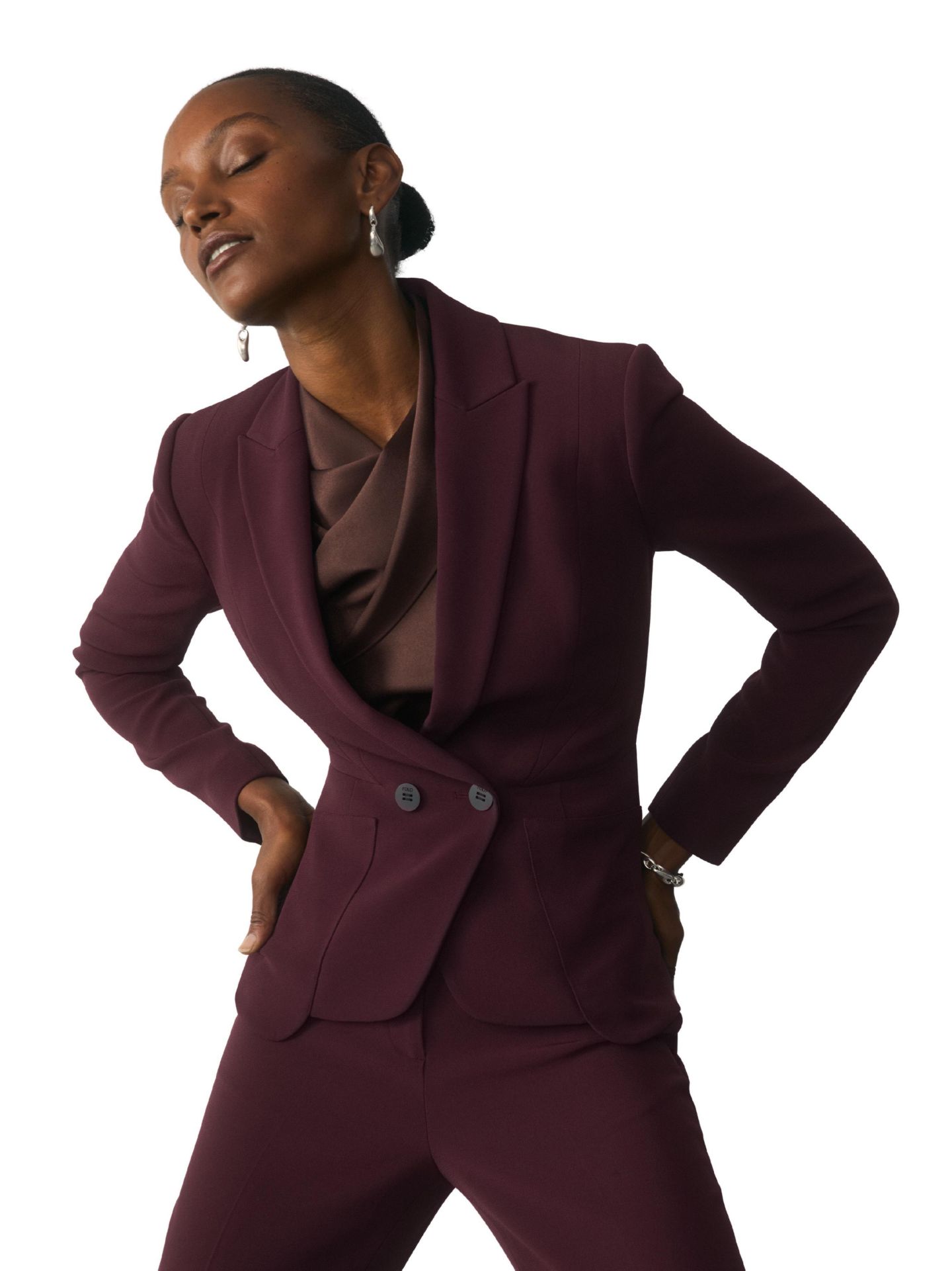 Женский пиджак The Fold Clever Crepe Caselle Tailored Blazer, цвет: Фиолетовый — фото 2