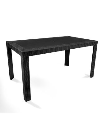 Mace All Weather Outdoor Patio Rectangular Dining Table with Umbrella Hole and Weave Design