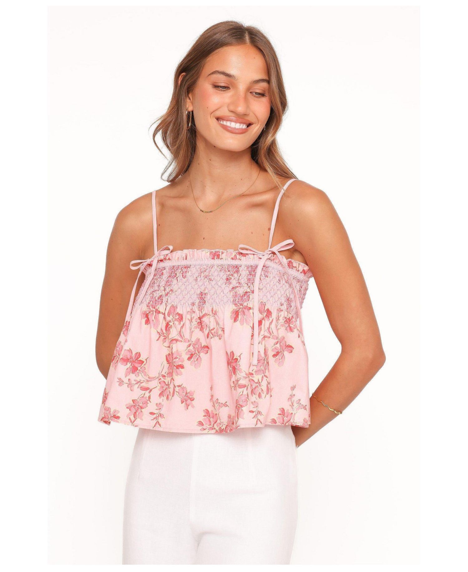Women's Cosima Square-Neck Floral Crop Cotton Top