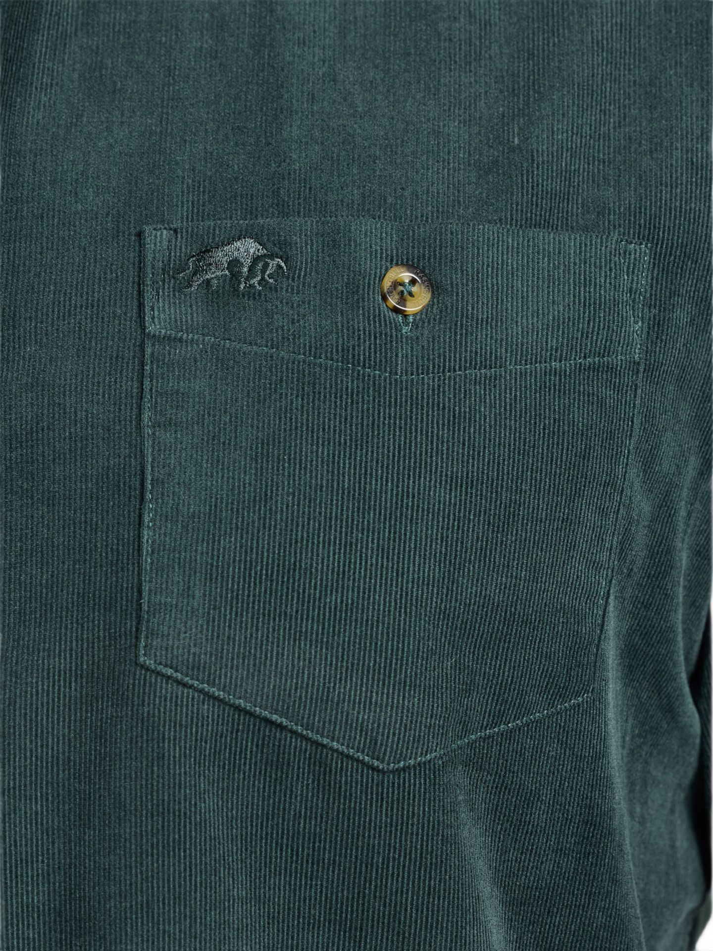 Мужская рубашка Raging Bull Big & Tall Long-Sleeve Soft-Needle Corduroy, цвет: Тёмно-зелёный — фото 5