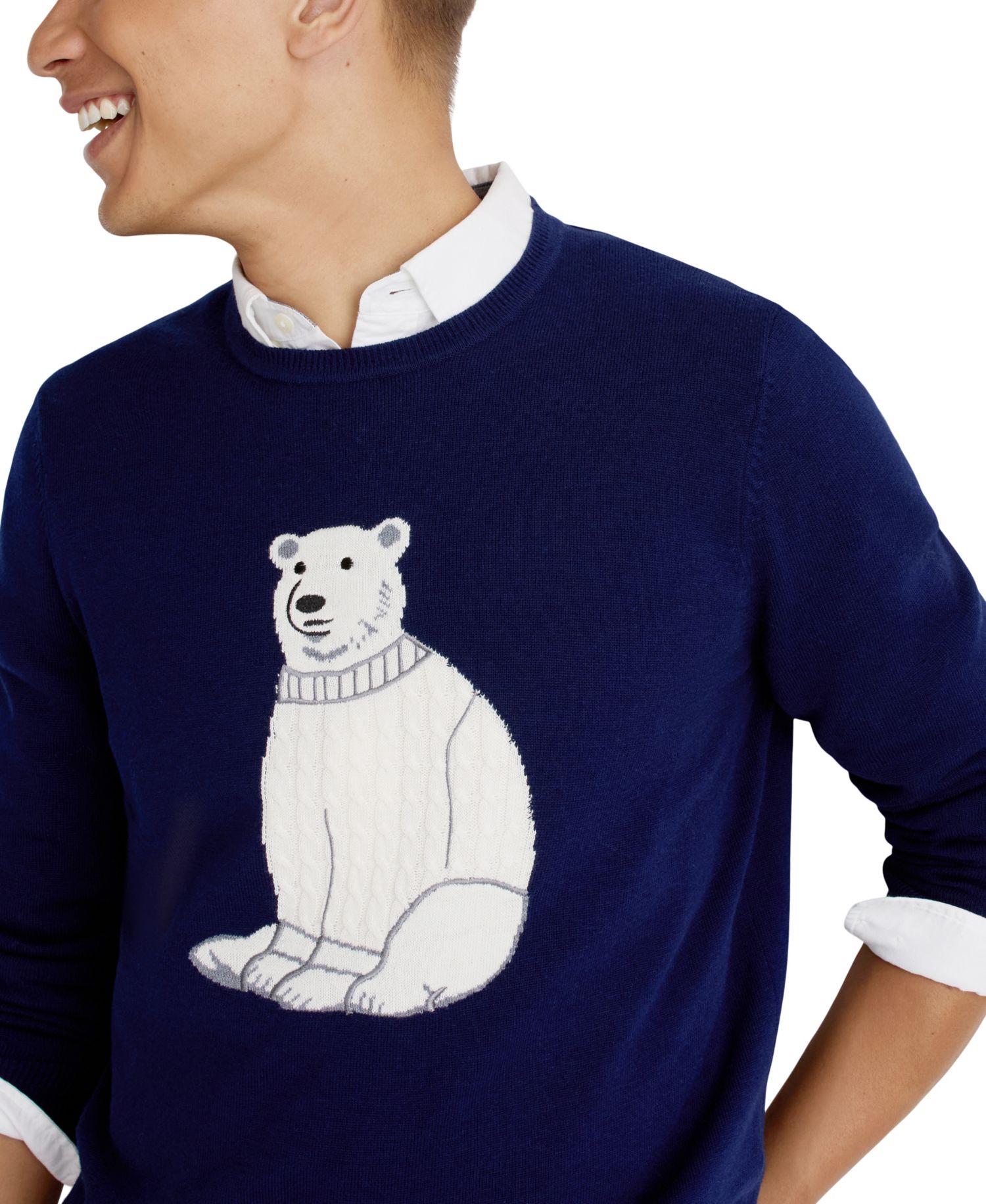 Men's Polar Bear Intarsia Crewneck Sweater