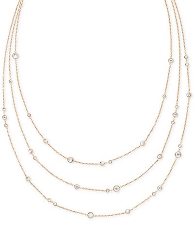 Michael Kors Crystal Bezel Layer Necklace