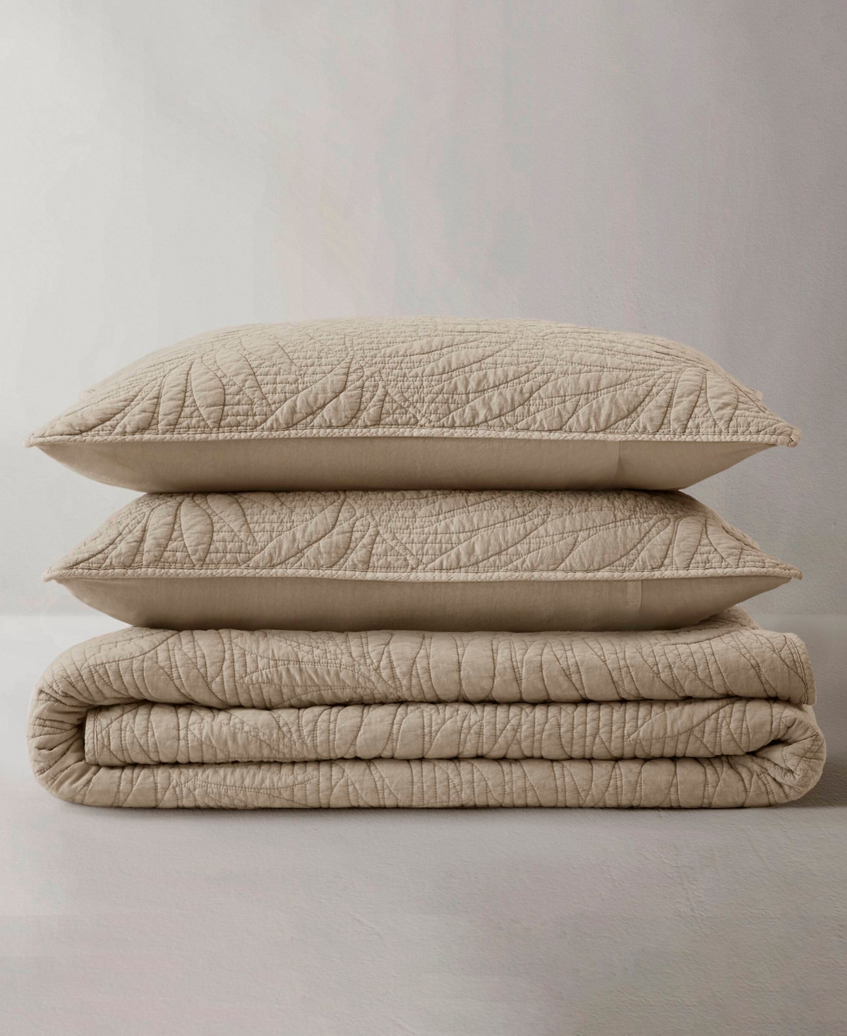 Harbor House Botanical Leaves Stone-Washed Cotton 3-Piece Quilt Set