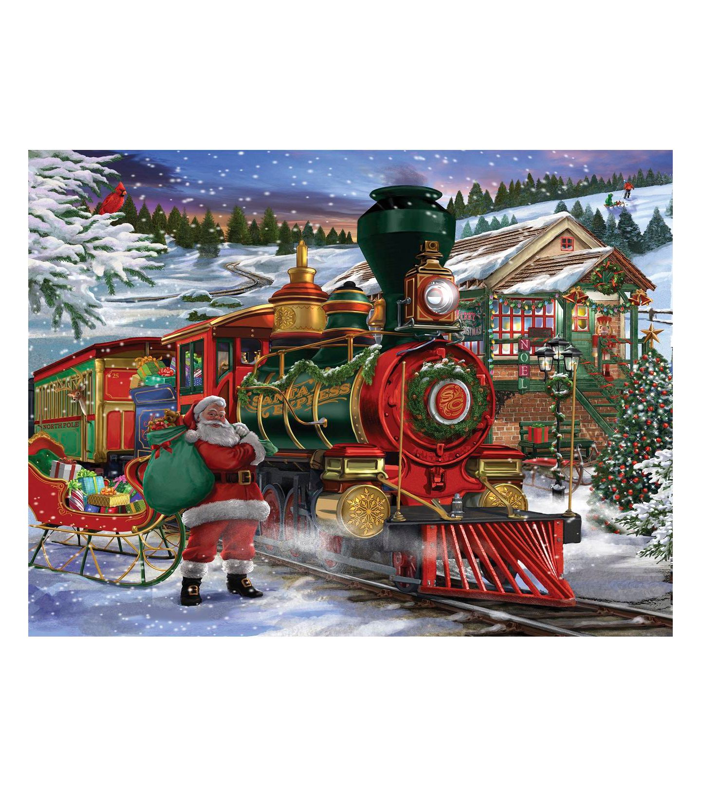 Детский пазл SunsOut Santa at the Station Christmas 300 Piece Jigsaw Puzzle, Ages 15+ — фото 2