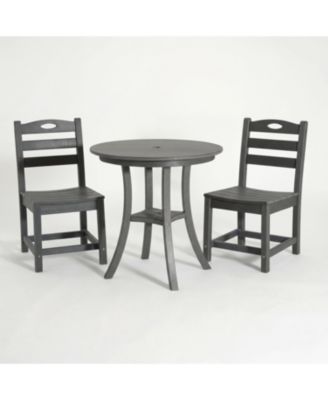 HDPE 3-Piece Outdoor Patio Bistro Set Round Table with 2 Chairs Small Space Bistro Set
