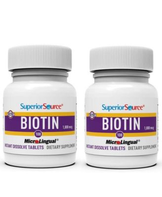 Biotin 1000 mcg. Under The Tongue Quick Dissolve MicroLingual Tablets, 100 Count, Supports Healthy Hair, Skin, and Nail Growth, Helps