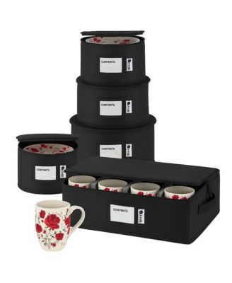 Hard Shell China Storage Containers 5-Piece Set Moving Boxes for Dinnerware Service for 12